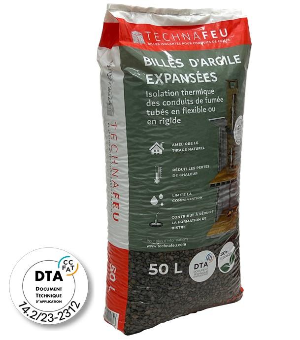 Technafeu - Isolant thermique (grains d´argile expansé 4/10mm) pour l´isolation de conduit de fumée dans une cheminée