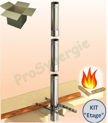 Kit ´´Etage´´ Pellet Intérieur - Conduit de Cheminée Isolé Duoten (Hauteur 3 mètres)