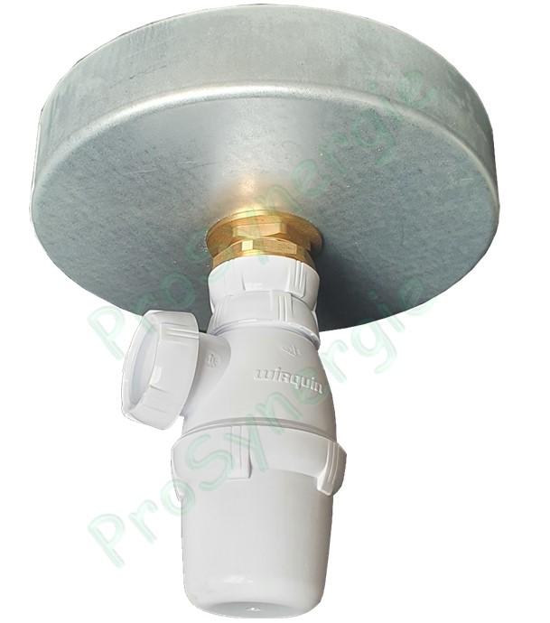 BF+P - Bouchon purge femelle galva Ø 125 à 355 mm raccord Ø 1´´1/4 (42mm) avec siphon PVC Ø 32 mm - pour ventilation et conduit d´air