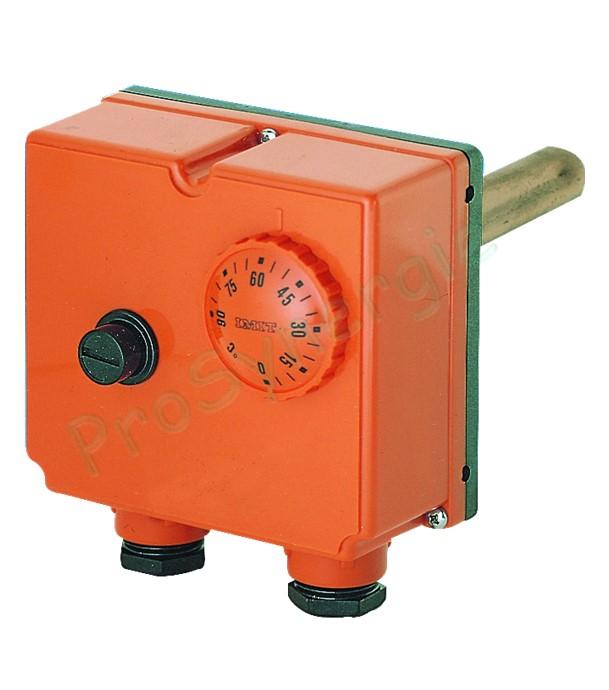 Aquastat à plongeur double IP40 - 2.5A - réglage 0 à 90°C et limiteur de sécurité 110°C - doigt de gant longueur 100mm ØM 1/2´´