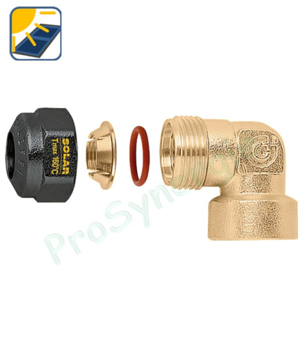 Coude 3/4  F avec joints pour tube cuivre recuit ou écroui, laiton, acier doux et inox Ø 22 mm pour installation solaire