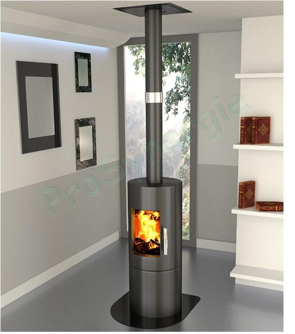 Exemples de montage de raccordement d´un poêle à bois au conduit de fumée