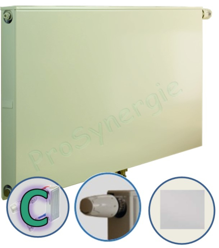 Radiateur Plan à Vanne intégrée à droite - Horizontal - Raccordement Central