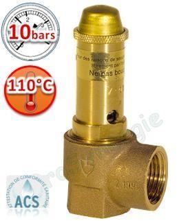 Soupape Sanitaire Bronze 10 bars (T°max = 110°C) - Joint NBR