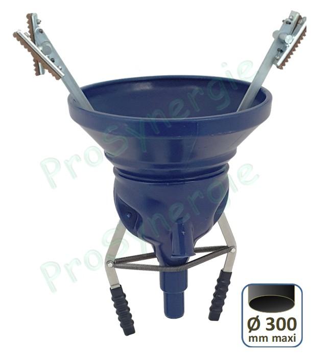 Entonnoir Capte suie conique à griffes pour conduit Ø 100 à 300 mm (aspiration pendant le ramonage connection Ø 40 et 50mm)
