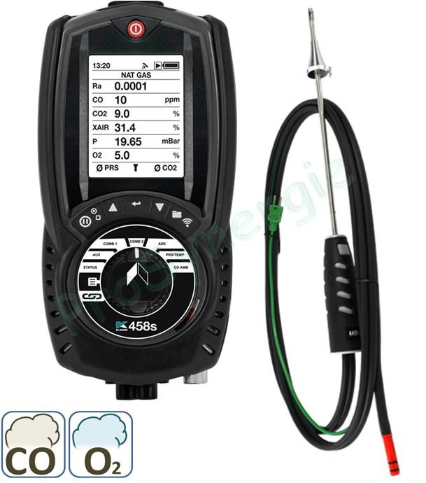 Analyseur de combustion Kane 458s - Cellule CO 10.000 ppm - Bluetooth + sonde + chargeur + Kane-Link