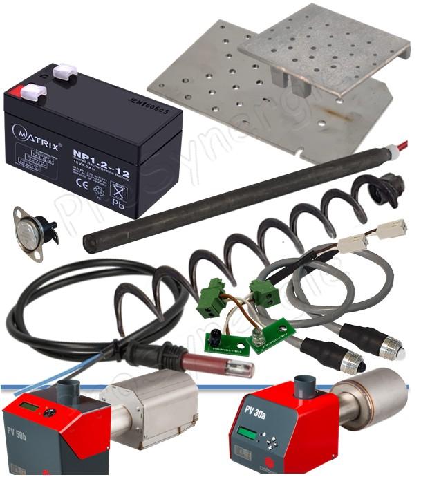 Kit dépannage pièces d'usure et préventif pour brûleurs Pelltech PV20 PV20 PV50 (cellules de niveau, capteur photoélectrique, batterie, thermostat, bougie, grille foyère et vis d'alimentation)