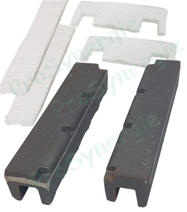 Ensemble de 2 barreaux  U  en fonte porte grilles avec joints céramiques pour TS2/Airex et G3 40