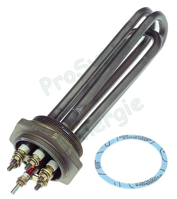 Résistance thermoplongeur électrique d´appoint pour ballon tampon chauffage ou sanitaire de 6 à 35KW - 230/400V Raccord Ø 1´´1/2 ou M77x2mm