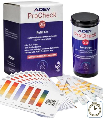 ADEY ProCheck® Coffret Refill Kit - Recharge comprenant 25 bandes et 10 cartes