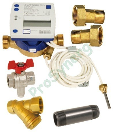 Compteur de calories (série 1701) chauffage / climatisation (consommation d´énergie) - ØM 3/4´´ (calible 15) - 1.5m3/h + Accessoires (filtre vanne porte sonde et raccords)