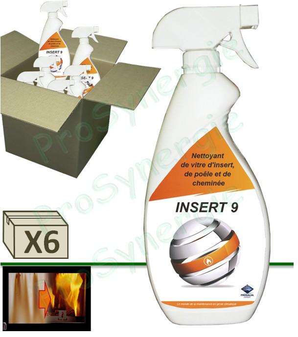 Lot de 6 x réf 3276 Insert 9 - (Vaporisateur tête + réservoir) 750 ml de produit nettoyant et dégoudronnage de vitre d'insert ou poêle