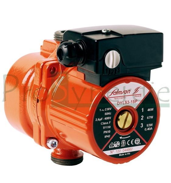 Circulateur chauffage domestique 3 vitesses (corps à dégazeur) - DYL 53-15P-HX - Hauteur 130mm - Raccord Ø 1´´ - Débit jusqu´à 4m3/h