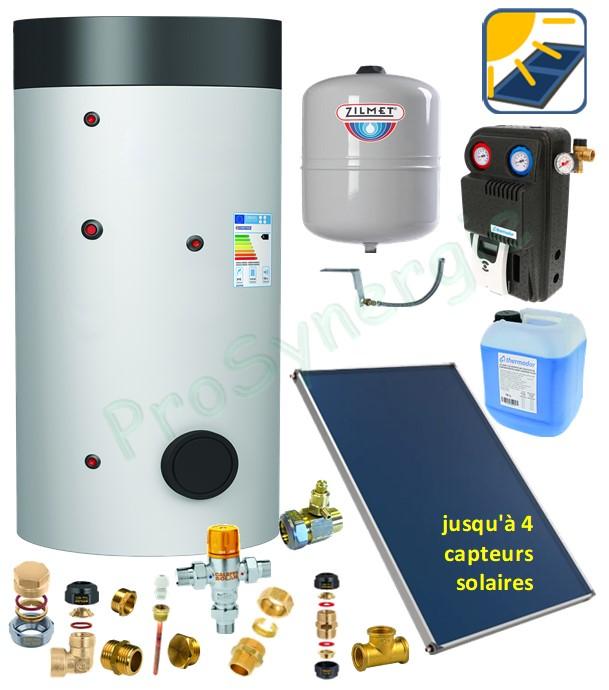 Pack Solaire Complet pour préparation Eau Chaude Sanitaire avec soutien P.A.C