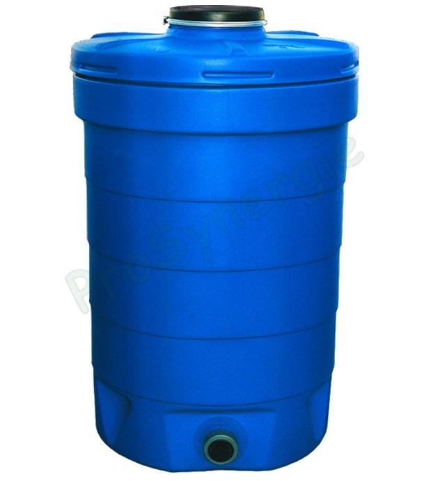 Cuve aérienne polyéthylène de stockage d´eau potable type tonneau Aquatonne  500 litres, Couleur bleue, ØxH = 820x1375mm, Trou bras d´homme couvercle 250 mm