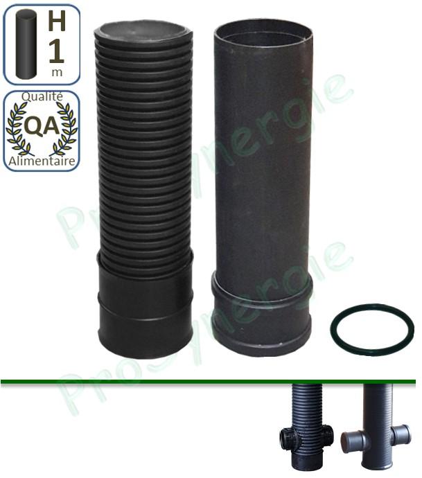 Réhausse manchonnée - hauteur 1 mètre pour regard Ø=300mm piquages soudés ou à joints de Puits Canadien ou Provençal