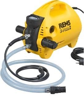 Rems E-Push - Pompe d´épreuve électrique 230V jusqu'à 60 bars (6,5 litres /min) +  tuyau d’aspiration & tuyau haute pression Ø½".