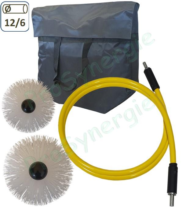 Kit de brossage réseau ventilation comprenant un câble rotatif Ø 12/6 mm + Deux brosses Ø 80 et 125 mm