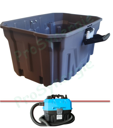 Cuve rectangulaire avec grenouillères pour aspirateur de ramonage Progalva Neso 8