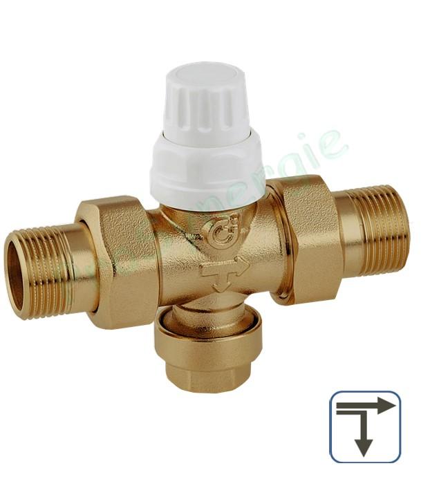 Vanne de zone de chauffage à piston 3 voies (avec raccords portée plate 2 pièces)