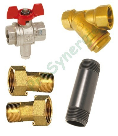 Kit accessoires pour Compteur de calories Ø 3/4´´ (calible 15) (vanne porte sonde, raccords 2 pièces, filtre et manchette)